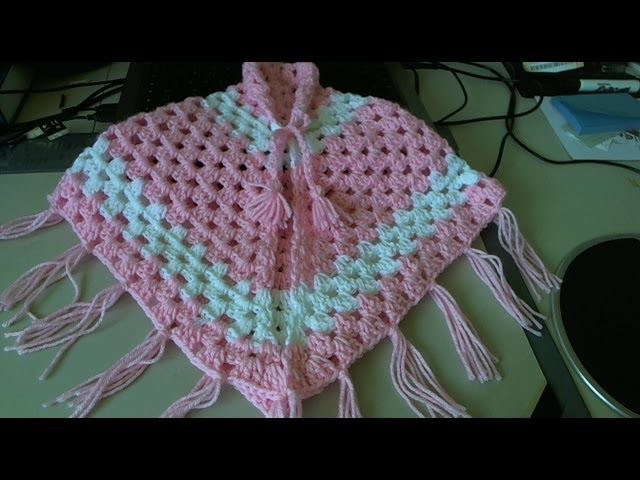 Easiest Crochet Poncho - baby - Adult sizes.  Pancho en crochet