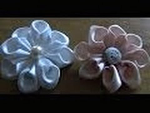 Flor  de junta Passo a Passo - HOW TO MAKE ROLLED RIBBON ROSES- fabric flowers