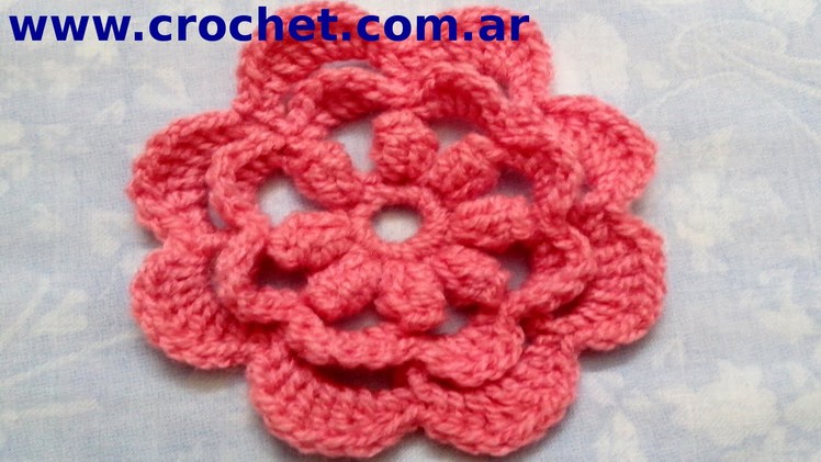 Flor N° 15 en tejido crochet tutorial paso a paso.