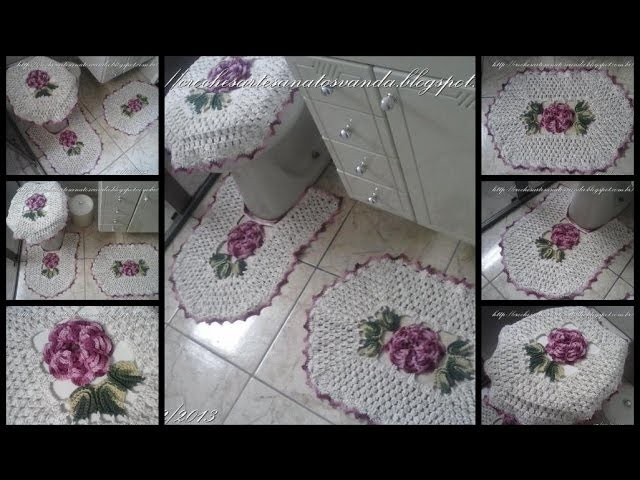 Flor para tapetes em crochês - Artesanatos em Crochê Vanda