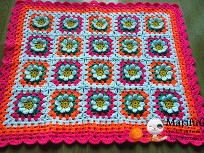 How to crochet baby flower blanket afghan free pattern tutorial by marifu6a