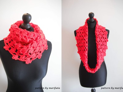 How to crochet flower cowl scarf for beginners free pattern tutorial by marifu6a