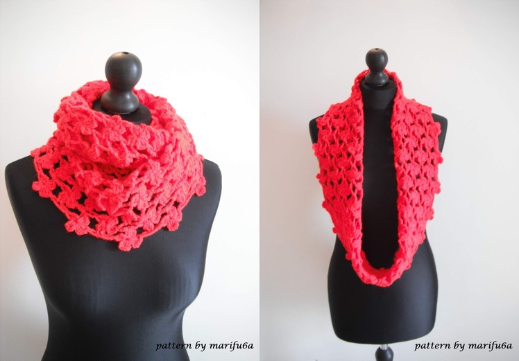 How to crochet flower cowl scarf for beginners free pattern tutorial by marifu6a