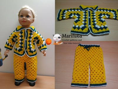 How to crochet for beginners baby costume jacket and pants free pattern tutorial by marifu6a