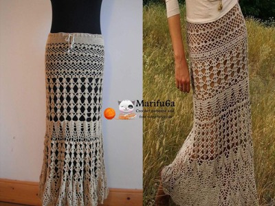 How to crochet maxi skirt free pattern tutorial by marifu6a