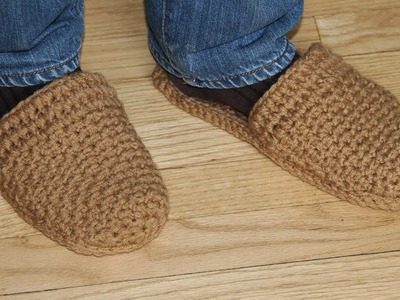 How to crochet men's slippers - video tutorial for beginners