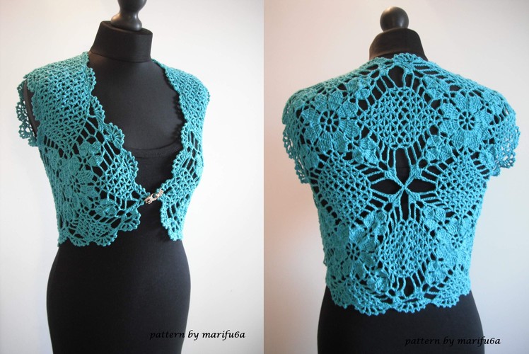 How to crochet mint bolero shrug free pattern tutorial by marifu6a