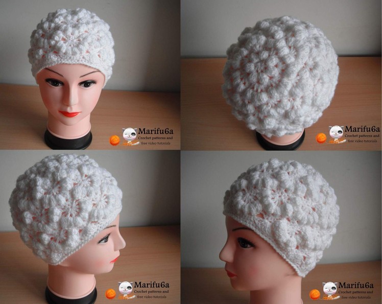 How to crochet puff hat free pattern tutorial by marifu6a