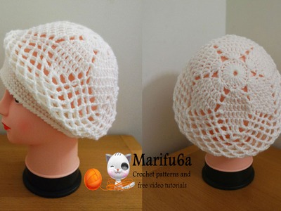 How to crochet spring flower beret hat free pattern tutorial by marifu6a