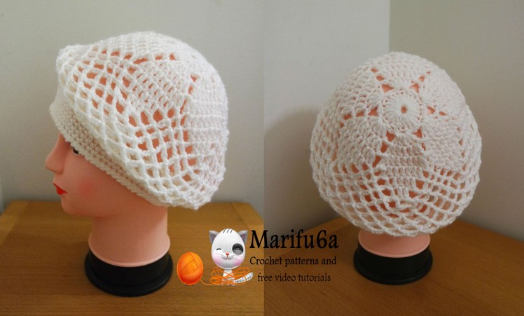 How to crochet spring flower beret hat free pattern tutorial by marifu6a