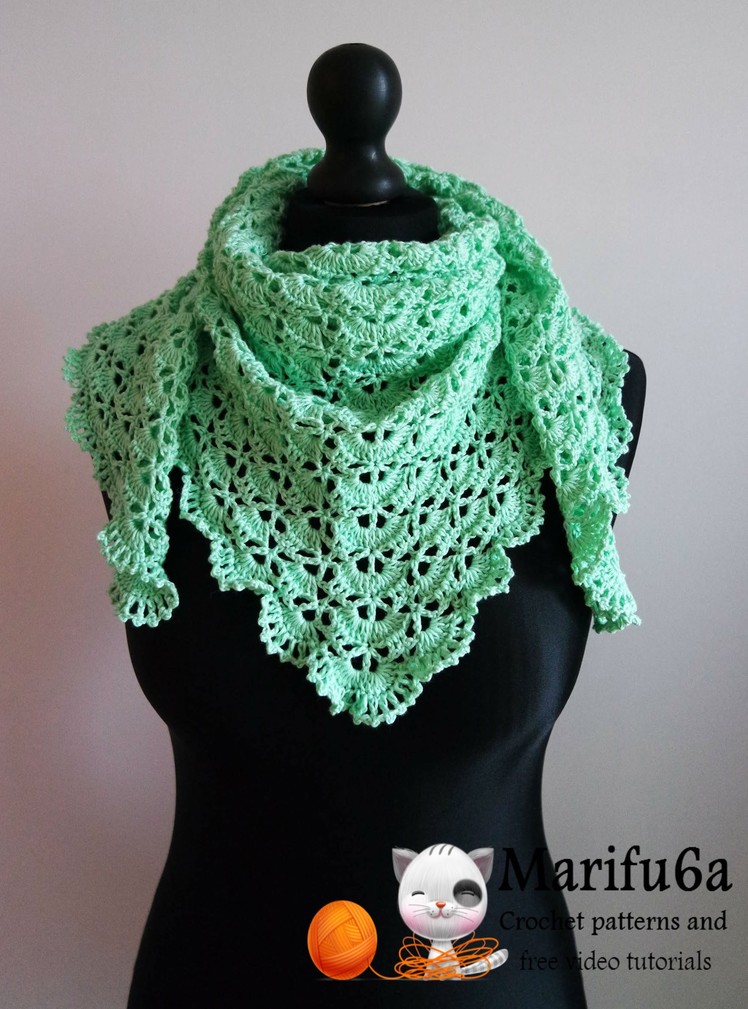 How to crochet spring triangle baktus wrap shawl free pattern tutorial by marifu6a