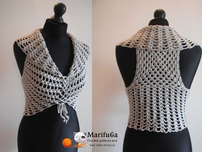 How to crochet vest bolero shrug, Chaleco, for beginners para principiantes free tutorial