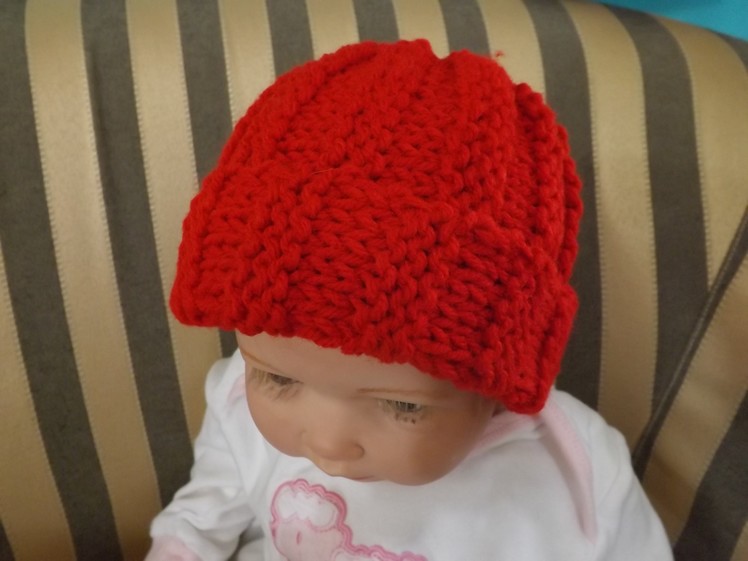 How to knit a Baby Hat or Beanie, Ribbed Stich