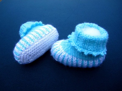 How to Knit Purple Striped Baby Booties Part 1