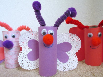 How to make a Butterfly from toilet paper tube TP Valentine craft