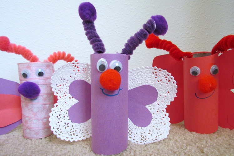 How to make a Butterfly from toilet paper tube TP Valentine craft