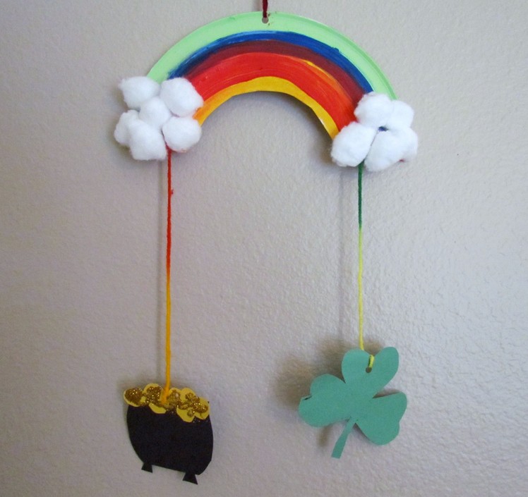 How to make a St. Patrick's Day Rainbow Mobile paper plate craft idea