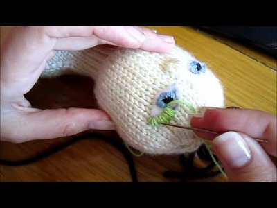 How to Make Faces on Knitted Dolls Part 04--Embroidering Eyes continued