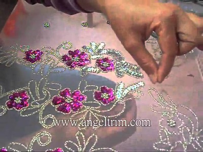 How to make sequins beaded flower applique motif Handmade craft