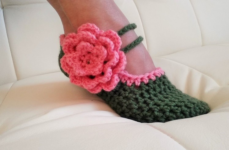 Learn To Crochet Glama's Fancy Mary Jane Slippers