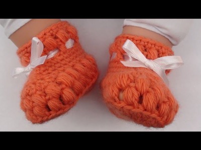 Puff Stitch Crochet Baby Booties - How to Crochet Puff Stitch Baby Booties