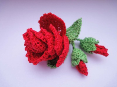 Роза с бутонами  Rose and flower buds Crochet