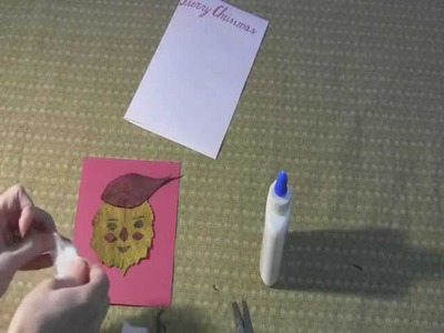 Santa Claus: Art and Craft for kids: How to make Christmas card with dry leaves
