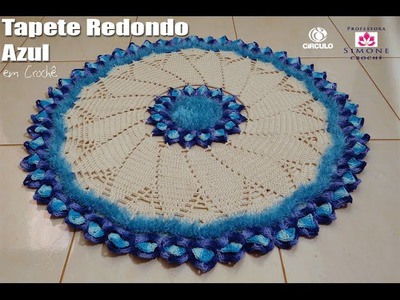 Tapete Redondo de Crochê Azul - Professora Simone