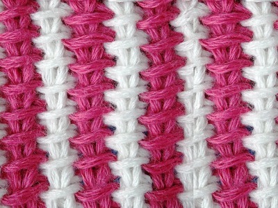 Tunisian crochet pattern Двухцветный тунисский узор вязания 1