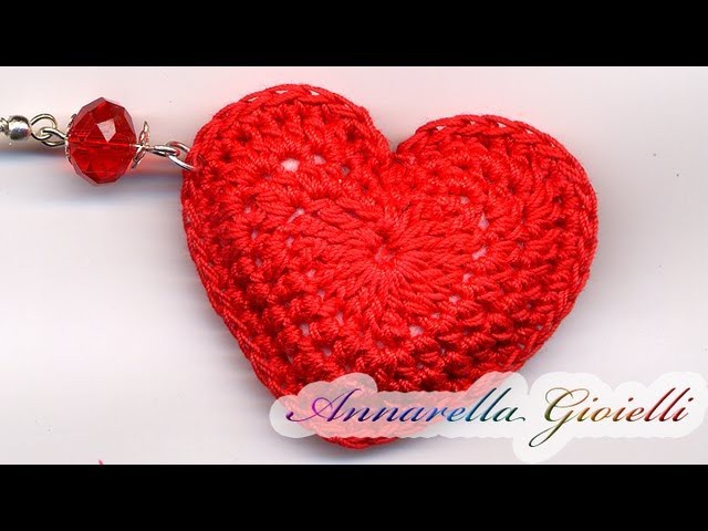 Tutorial - Orecchini Cuore 3D all'uncinetto. ( 3D heart crochet)