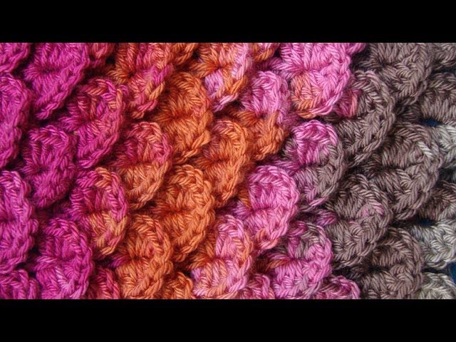 Узор 18 Чешуйки Сrocodil crochet pattern Вязание крючком