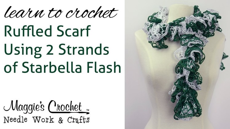 Crochet Ruffled Scarf Using 2 Strands Of Starbella Flash