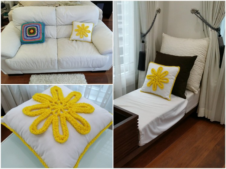 DIY Room Decoration. Decorative Cushion (Crochet  Flower)