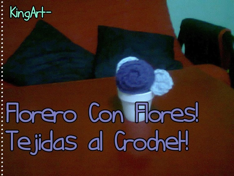 Florero con Rosas tejidas al Crochet - Tutorial (Vase With Roses Woven Crochet)