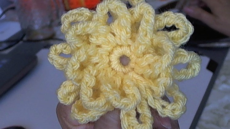 How to crochet super easy flower - double loop flower