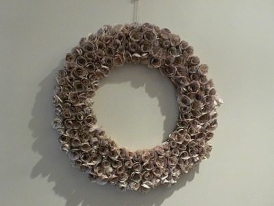 Ophelia Crafts Roses Wreath with old book pages!