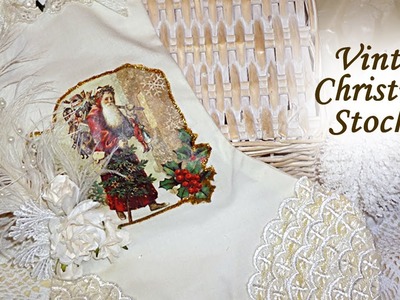 Vintage Christmas Stocking & Gift Bag. Pouch Saint Nicholaus. Santa WOC
