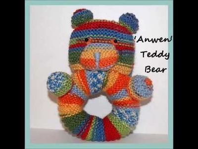 Anwen Teddy Bear Rattle Baby Ring Pram Cot Moses Basket Toy Knitting Pattern