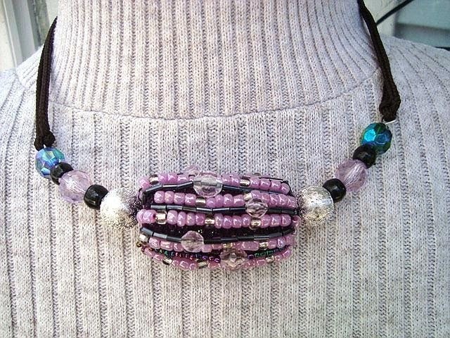 BEADED Bead,  RAG BEAD covered with beads, recycle, repurpose, jewelry making
