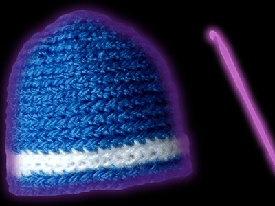 Crochet hat beanie tutorial from bottom color change