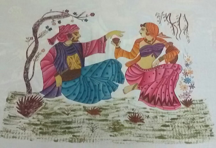 Diy Fabric painting on bedsheet of omar khayyam