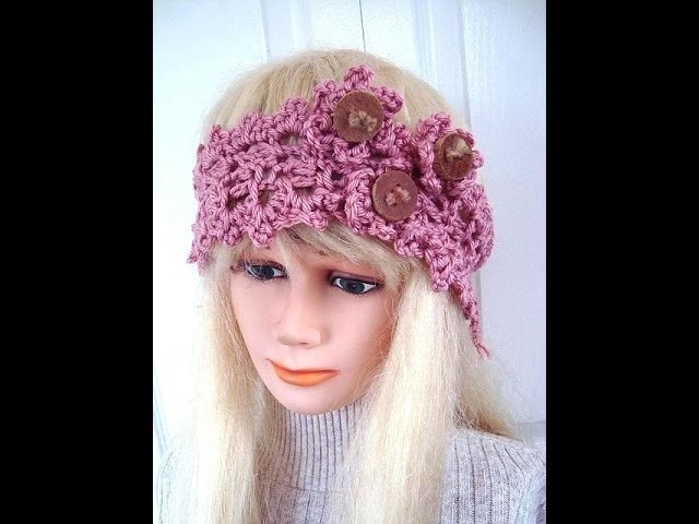 How to crochet a Pretty Pink  headband, feminine headband, girly headband