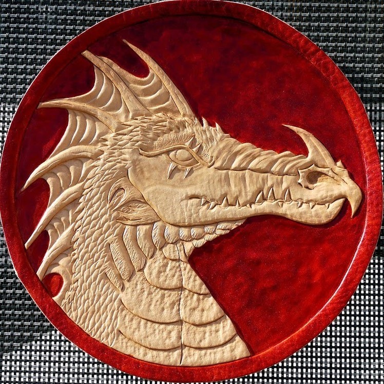 How to dye leather - leathercraft dragon painting with Fiebing's British Tan