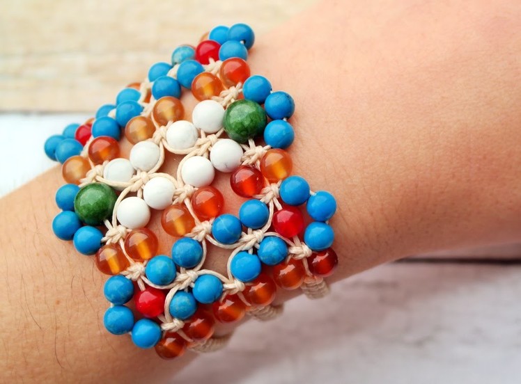 How to Make a Macrame Bracelet with Beads - Jewelry Tutorial [DIY]