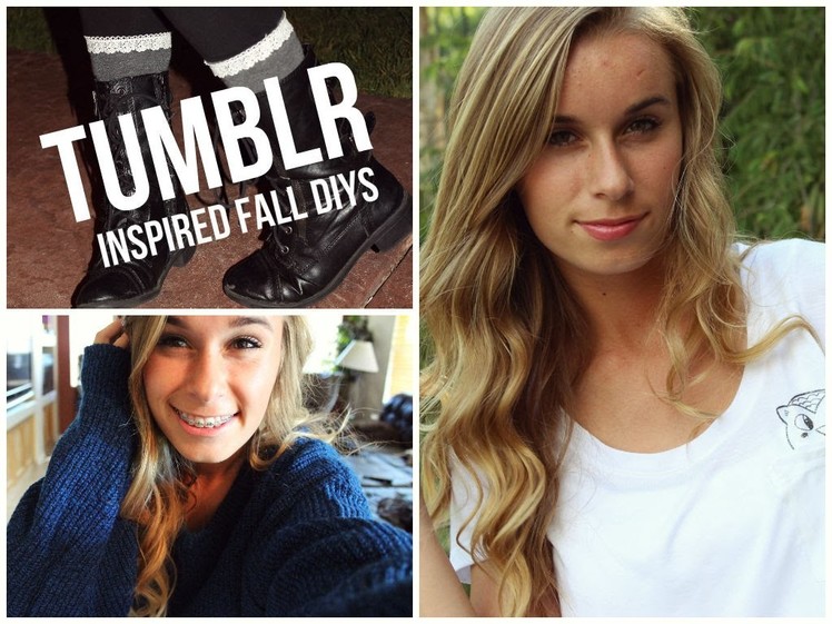 Cozy Tumblr Inspired Fall DIYS! (Bethany Mota tee, Studded Sweater, Lace Socks!)