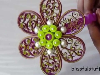 DIY - Paper Quilled Beehive Flower tutorial, How to make paper quilled hair band
