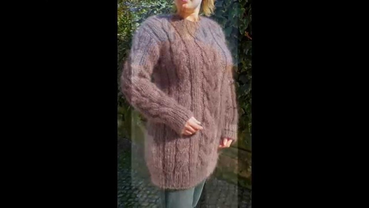 Hand Knitted Long hair Mohair Stylish Sweater Mocha Women by LanaKnittings