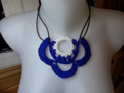 How to crochet simple necklace, Cara Merajut Kalung (subtitel indonesia)
