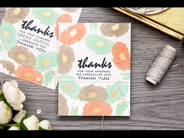 One layer Thank You cards with Painted Poppy from Altenew