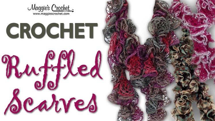 Crochet Ruffled Scarf Mary Maxim Metallic Fabulous Yarn - Right Handed